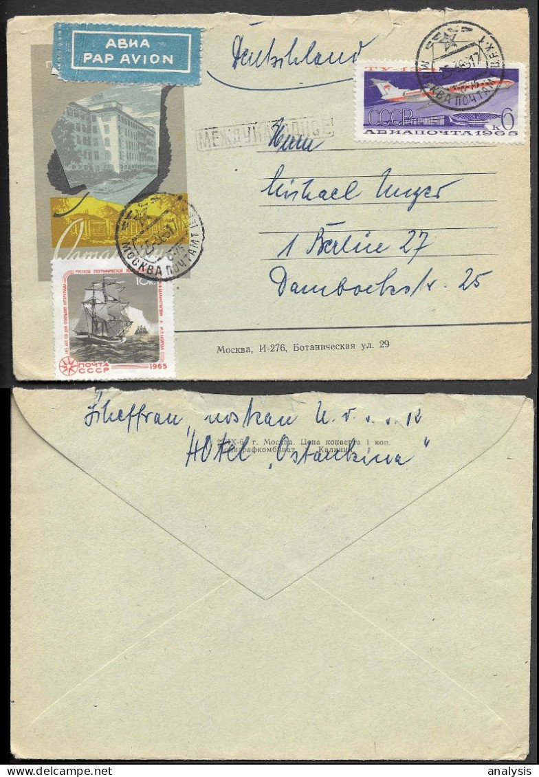 Russia Cover Mailed To Germany 1966. 16K Rate Ships Plane Stamps - Briefe U. Dokumente
