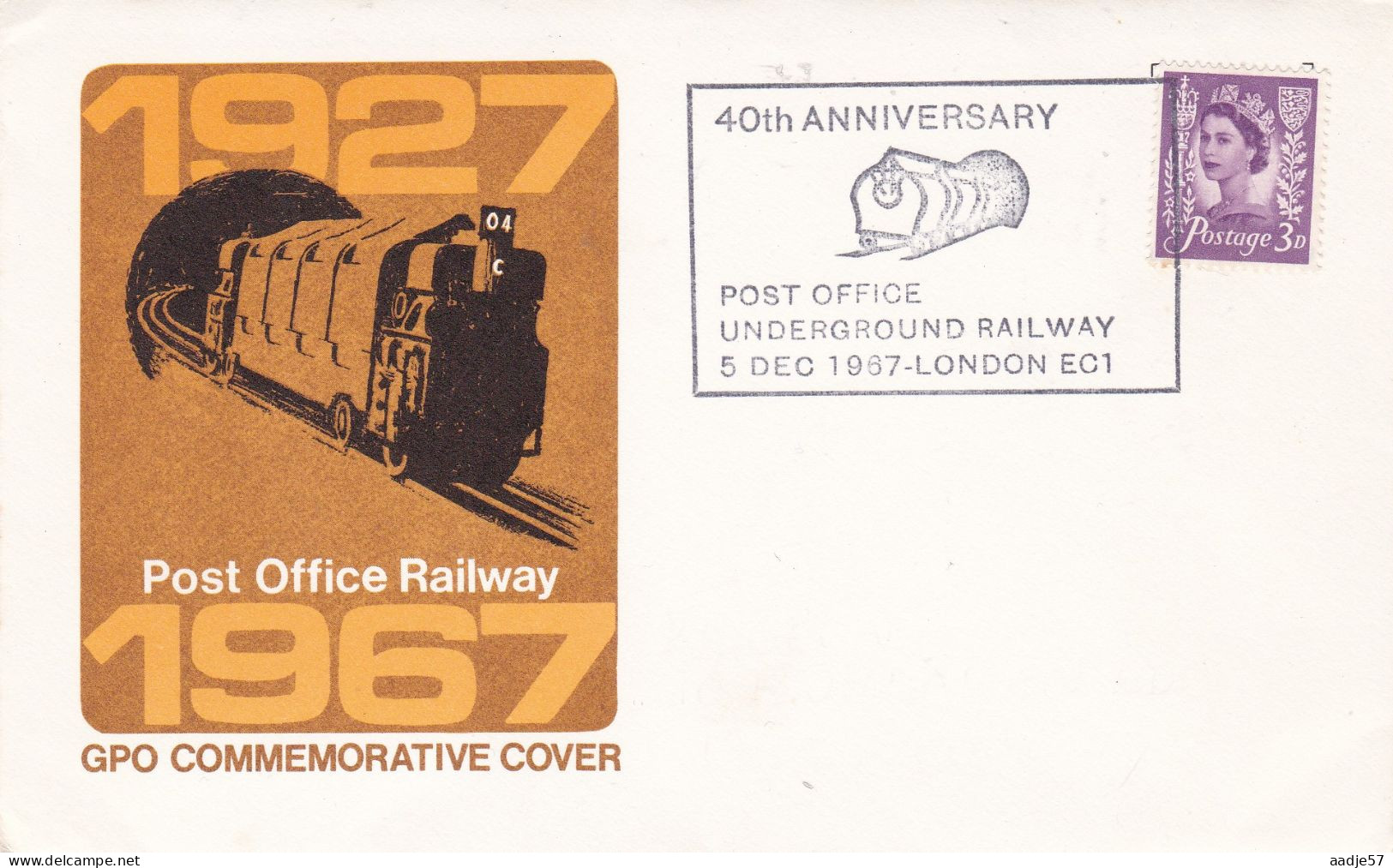GB Engeland 1967 40 Ann Post Office Underground Railway - Eisenbahnen