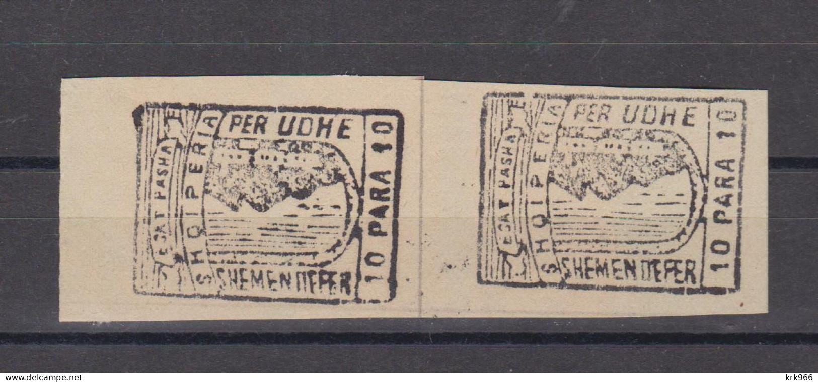 ALBANIA,, 1914,ESAT PASHA Revenue Stamp Used As Paper Money 10 Para  Pair - Albanien