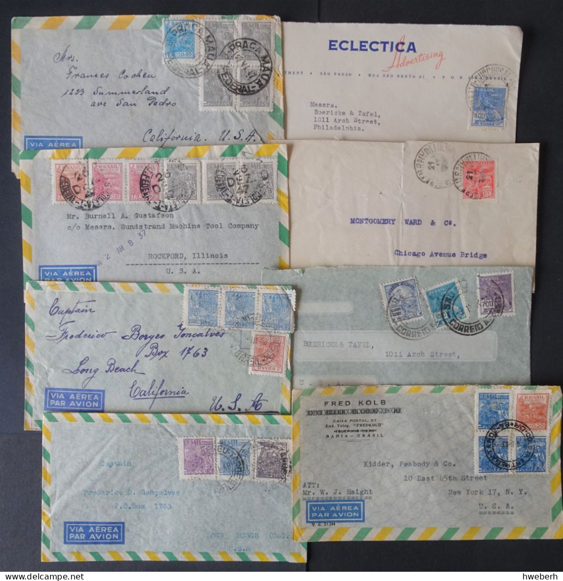 1938-54 Lot De 62 Lettres : 48L Pour Les USA Et 14L Pour L'Allemagne; Voir Détail - Lots & Serien