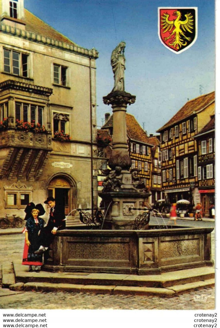 67 OBERNAI N°567 134 Fontaine Sainte Odile Statue Alsacienne Et Alsacien En Costume Blason Vélo VOIR DOS - Obernai