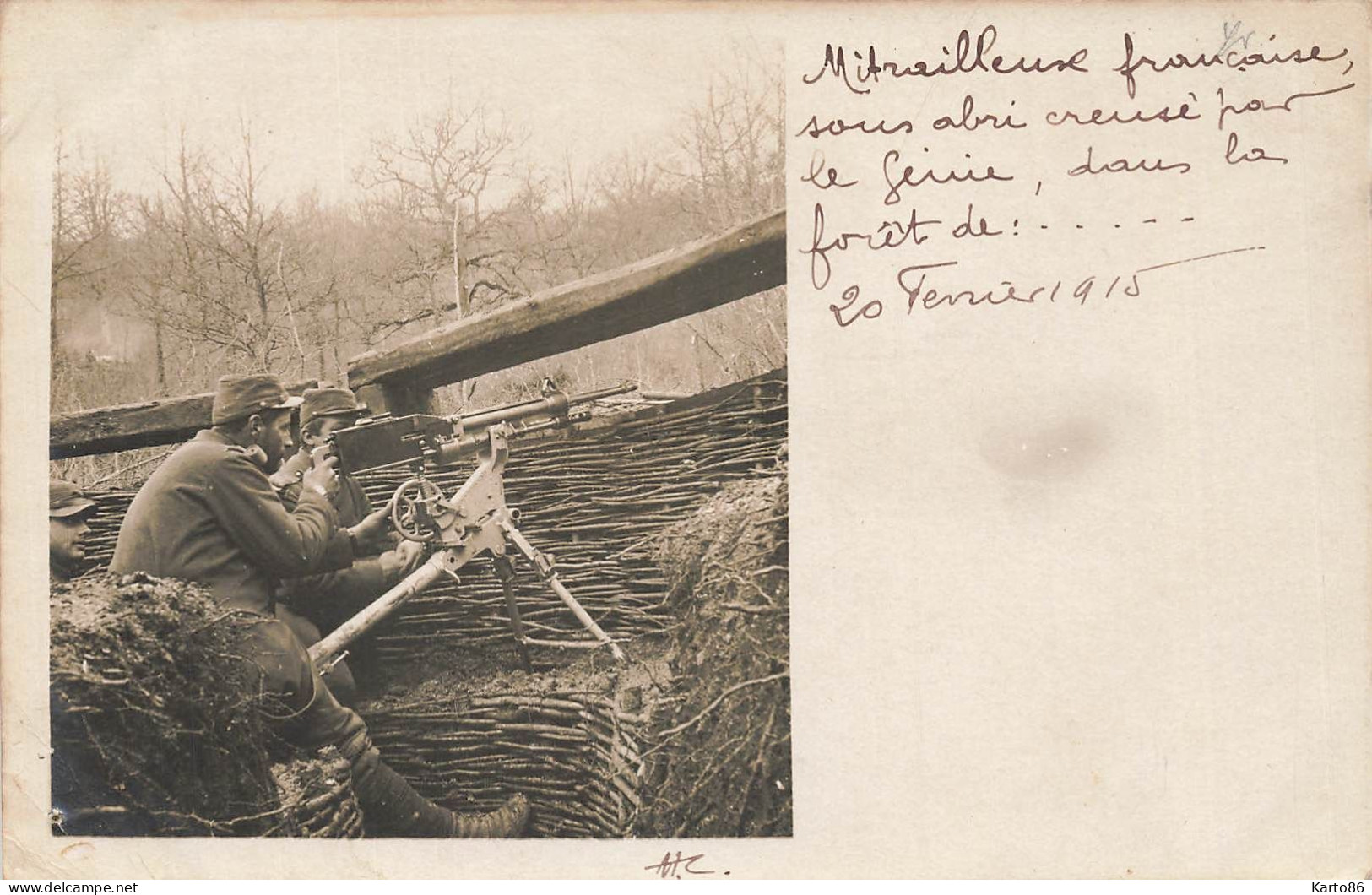 Carte Photo Militaria 1915 * Ww1 Guerre 14/18 War * Mitrailleuse Française - Weltkrieg 1914-18