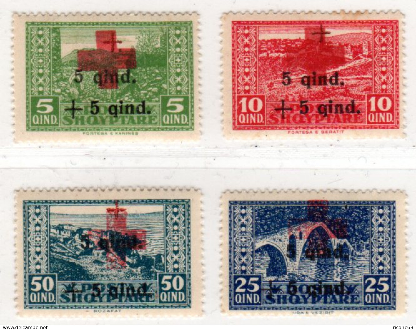 Albanien 100-103, Ungebr. Rotes Kreuz Aufdrucksatz Kpl. M. Originalgummi - Albanien