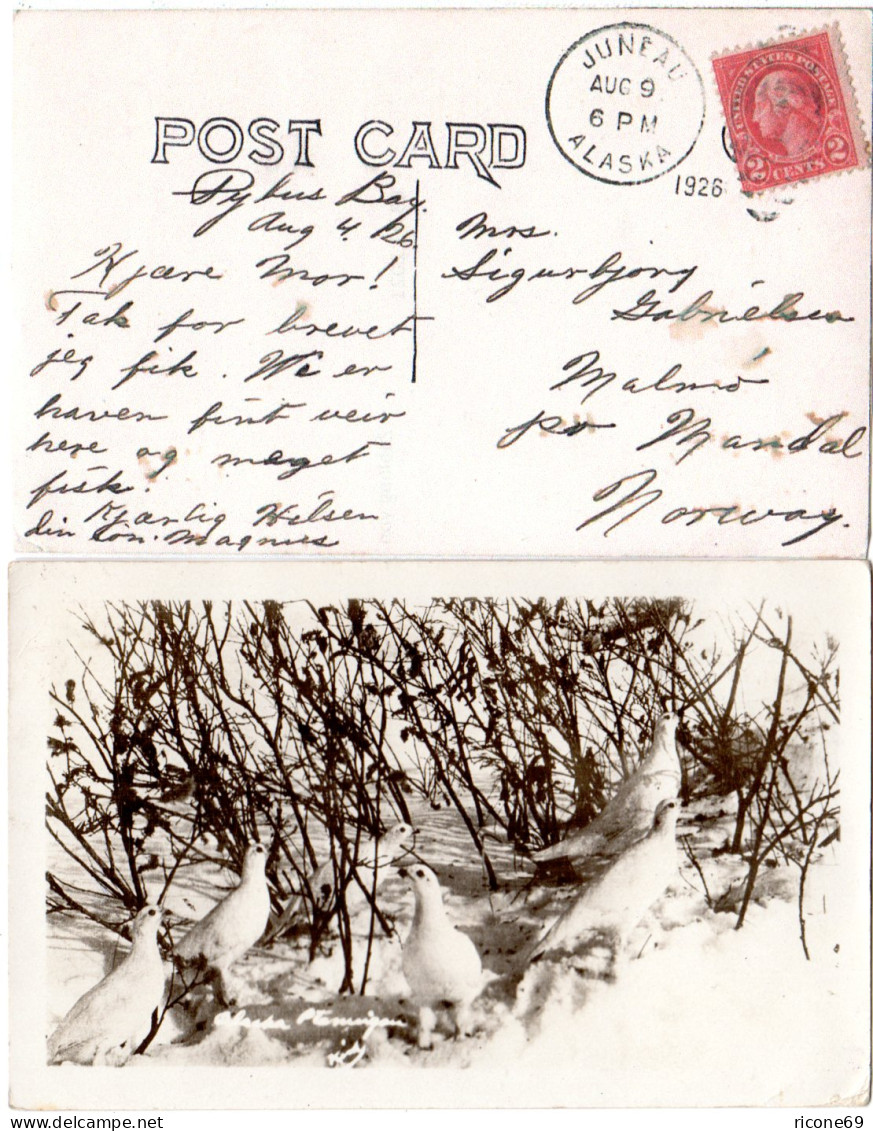 USA 1926, 2 Ct. Auf Postkarte V. JUNEAU ALASKA N. Norwegen - Otros & Sin Clasificación