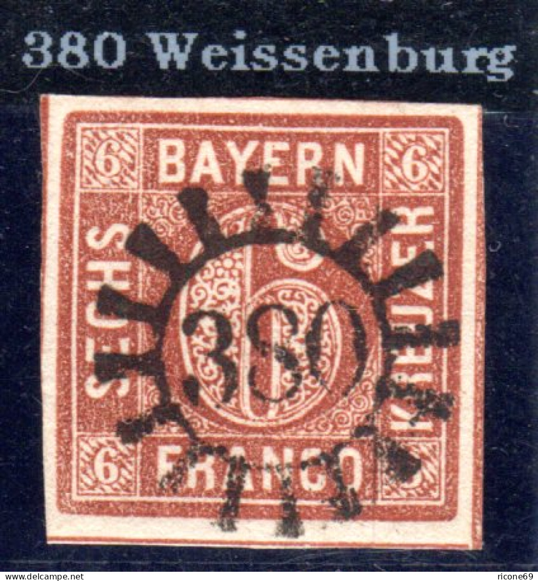 Bayern, MR 380 Klar U. Zentrisch Auf Breitrandiger 6 Kr. - Storia Postale