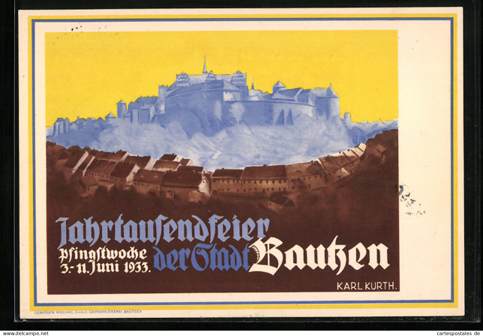 AK Bautzen, Jahrtausendfeier, Pfingstwoche 03.-11.06.1933, Häuser, Burg  - Bautzen