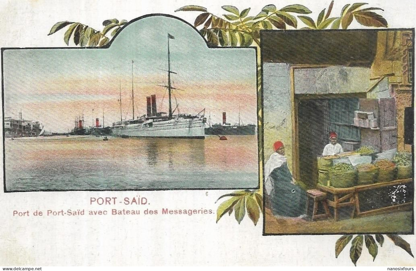 EGYPTE.  PORT SAID . PORT AVEC BATEAU DES MESSAGERIES - Port-Saïd