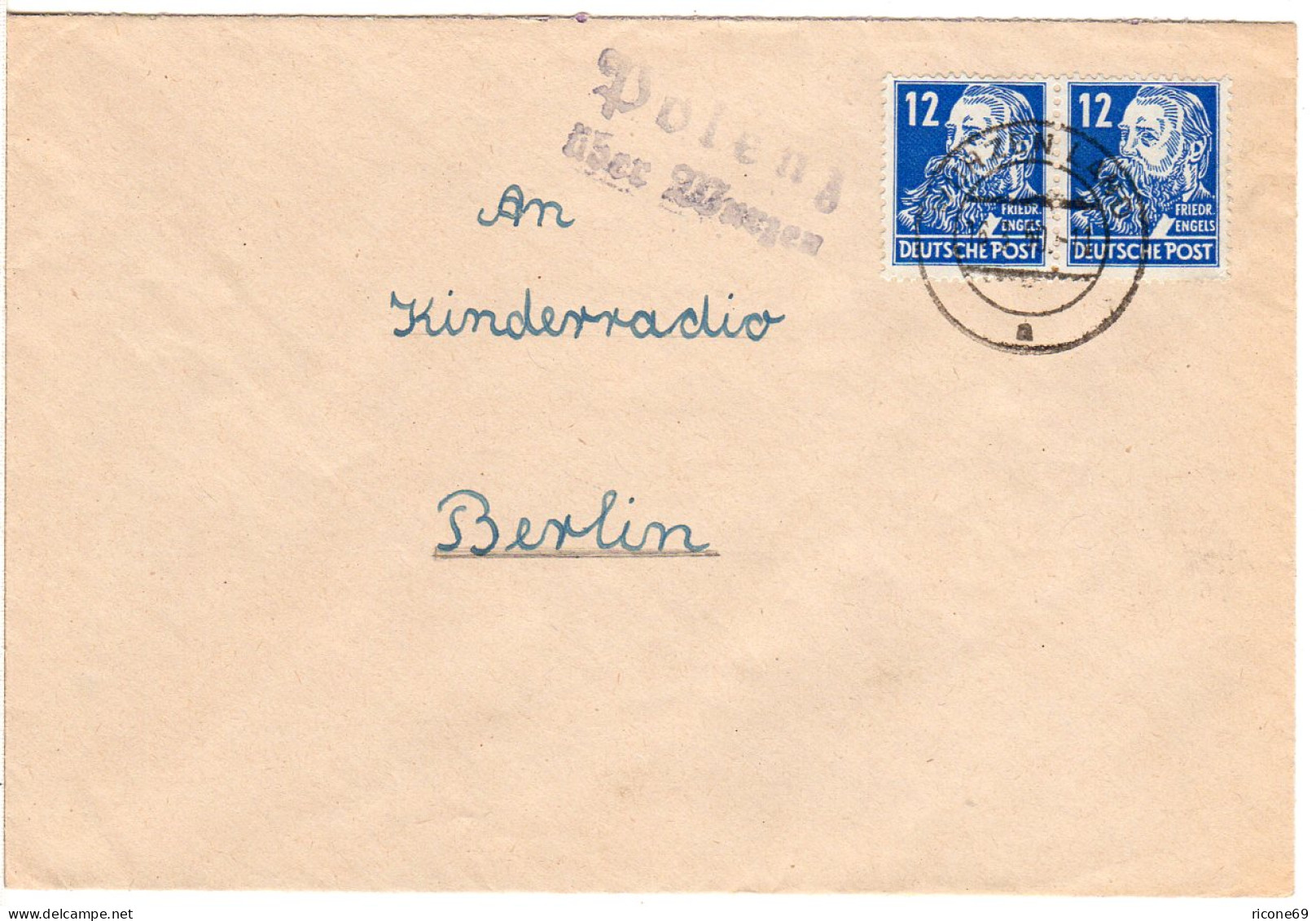 DDR 1950, Landpost Stpl. POLENZ über Wurzen Auf Brief M. Paar 12 Pf. - Lettres & Documents