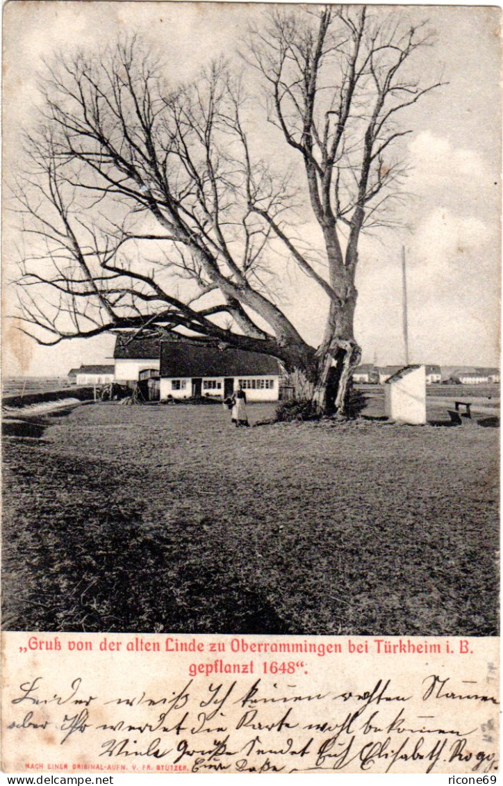 Bayern 1908, Posthilfstelle Oberrammingen Taxe Unterrammingen Auf AK M. 5 Pf. - Storia Postale