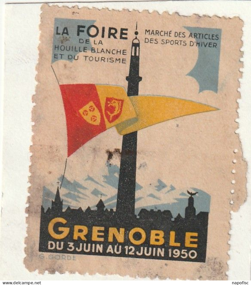 Foire De La Houille Blanche Et Du Tourisme Marché Des Articles De Sports D'Hiver Grenoble 1950 - Toerisme (Vignetten)
