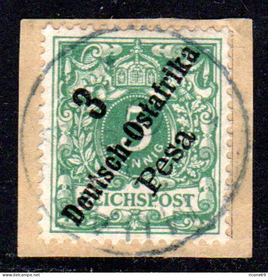 DOA 7, 3 P./5 Pf. Auf Briefstück M. Blauschwarzem Stempel MUANZA 9/6/00 - German East Africa