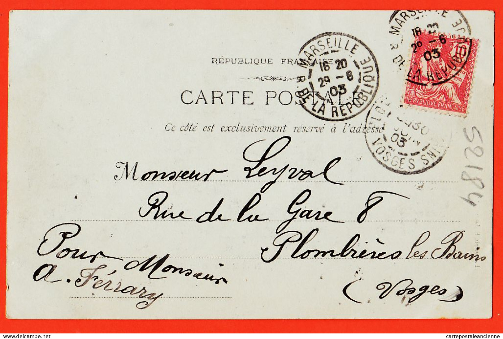 35004 / MARSEILLE 1er (13) LA SAMARITAINE Rue De La REPUBLIQUE 1903 à LEYVAL Plombières-les-Bains- LACOUR 1 - Canebière, Stadscentrum