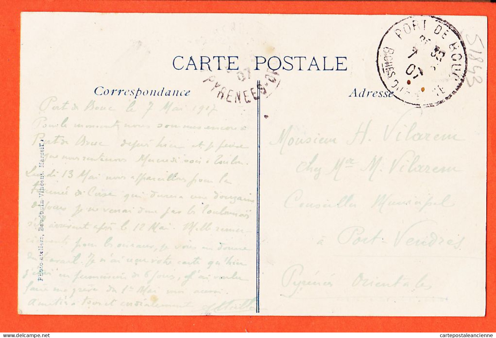 35022 / MARSEILLE (13) Carrefour Des ALLEES 1907 à VILAREM Port-Vendres Photo-Ateliers BAUDOUIN VINCENT 35 - Canebière, Stadscentrum
