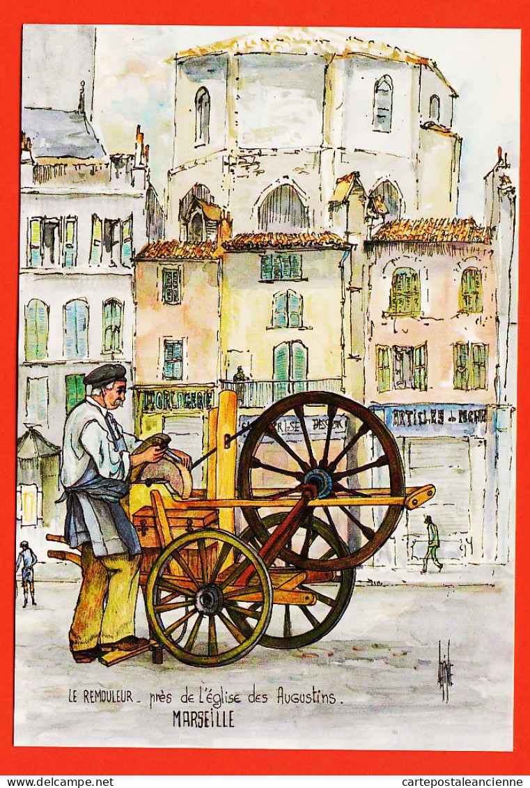 35119 / MARSEILLE Le REMOULEUR Près Eglise AUGUSTINS Scènes Types MARSEILLAIS Aquarelle LEPINE 1993 CP N°20/250 - Petits Métiers