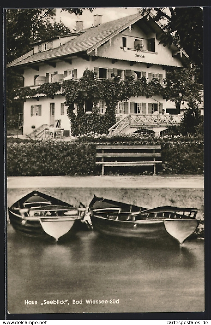 AK Bad Wiessee, Bad Wiessee-Süd, Haus Seeblick, Ruderboote  - Bad Wiessee