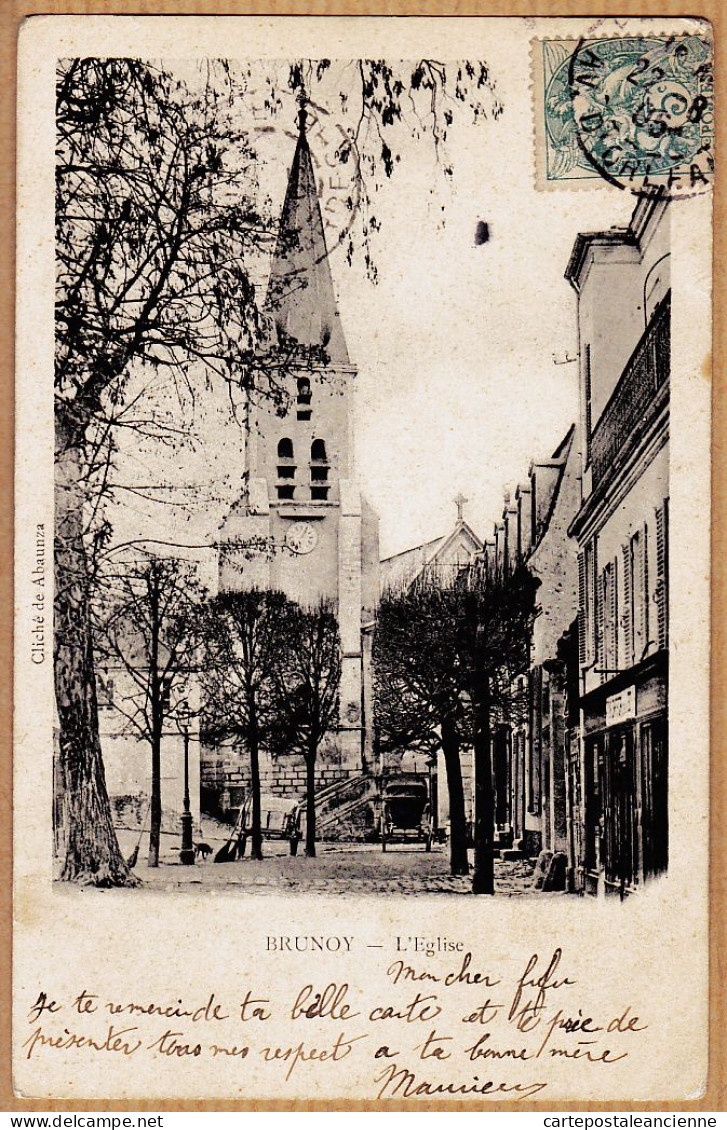 35433 / BRUNOY 91-Essonne  L'Eglise Cliché ABAUNZA 1905 à Fernand GIRAUD Au Mezzelet Vinezac Par Argentière Ardêche - Brunoy