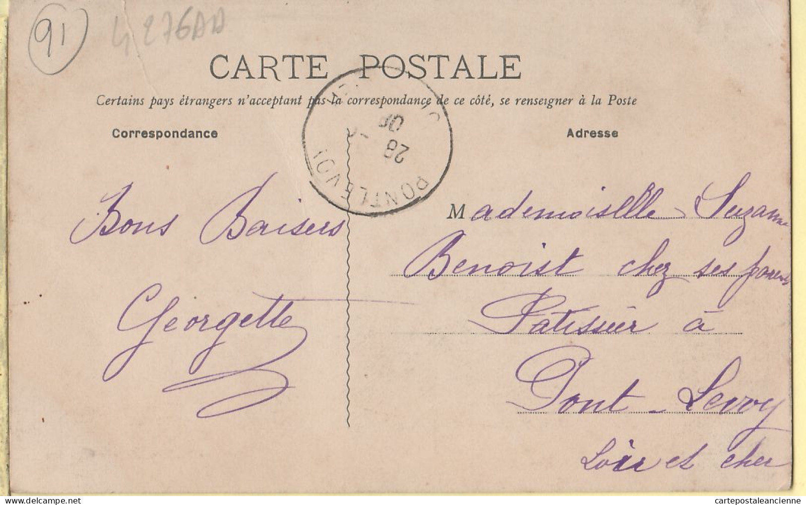 35441 / DRAVEIL Seine Oise 91-Essonne MAIRIE  28.09.1908 à BENOIST Patissier à Pont Leroy  - Draveil