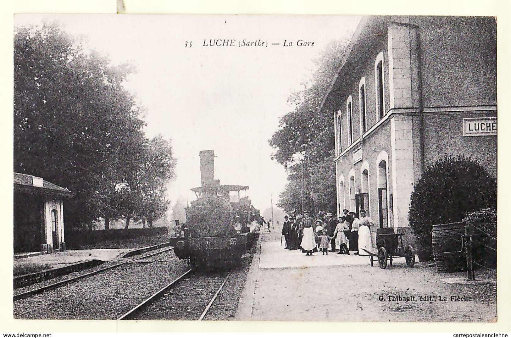 35315 / LUCHE Pringe GARE Entrée Locomotive TRAIN écrite 1910s - THIBAULT 35 Cptrain - Luche Pringe