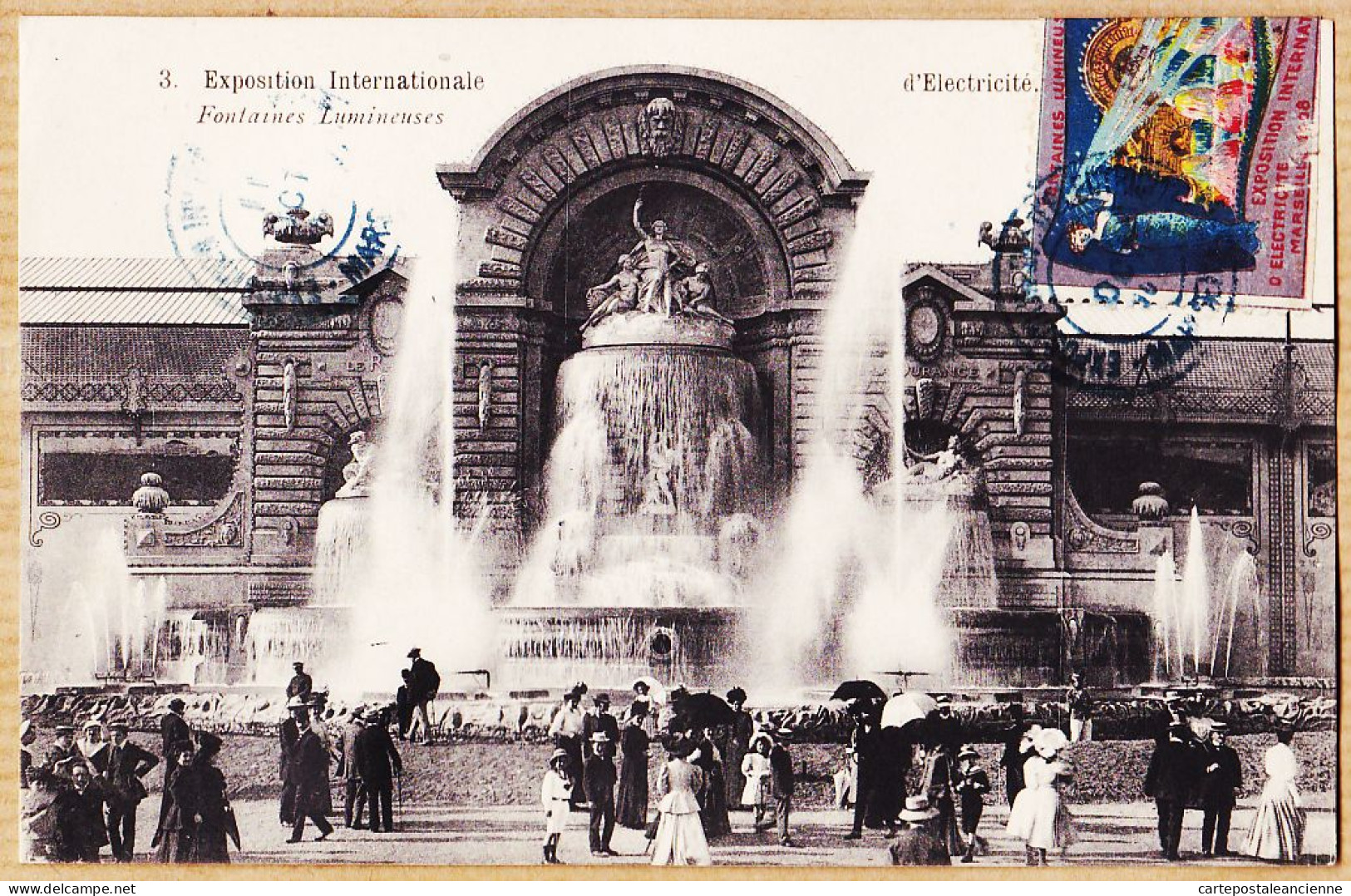 35032 / MARSEILLE Fontaines Lumineuses Exposition Internationale Electricité 1908 Vignette Expo-Photo BAUDOUIN-VINCENT  - Mostra Elettricità E Altre