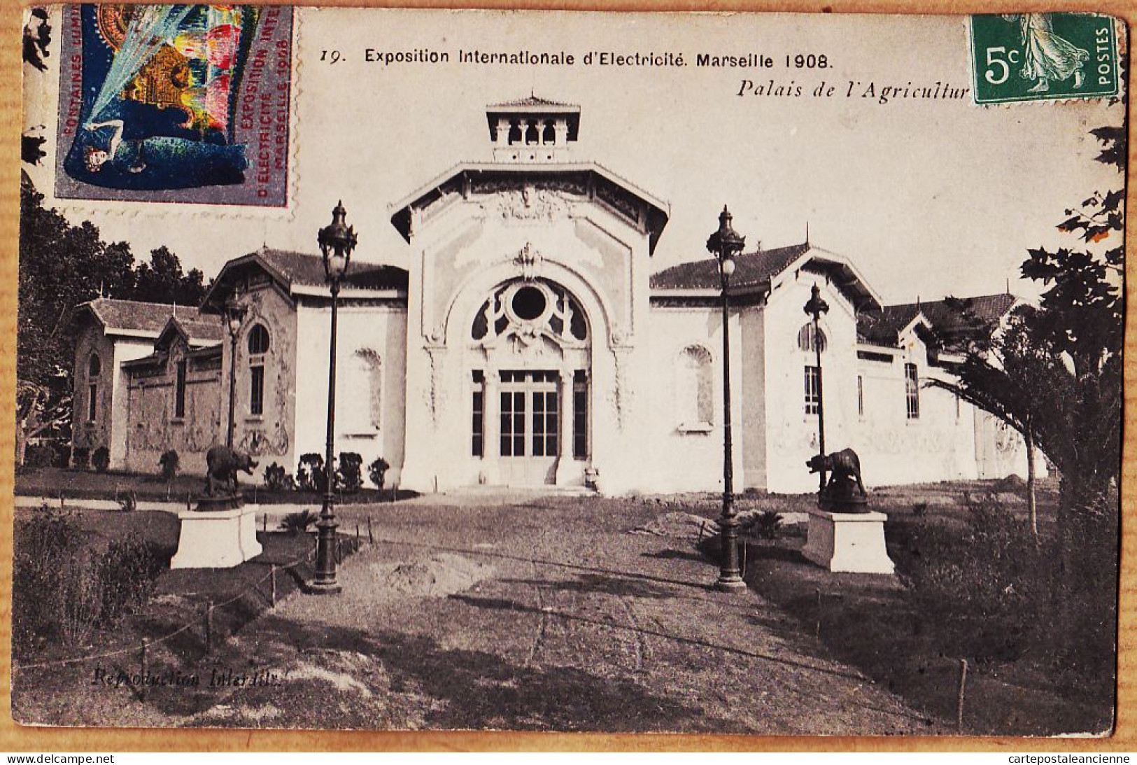 35033 / MARSEILLE Palais Agriculture Exposition Electricité 1908 Vignette Expo à CONSTANT Chez BELLON Sausset - Exposition D'Electricité Et Autres