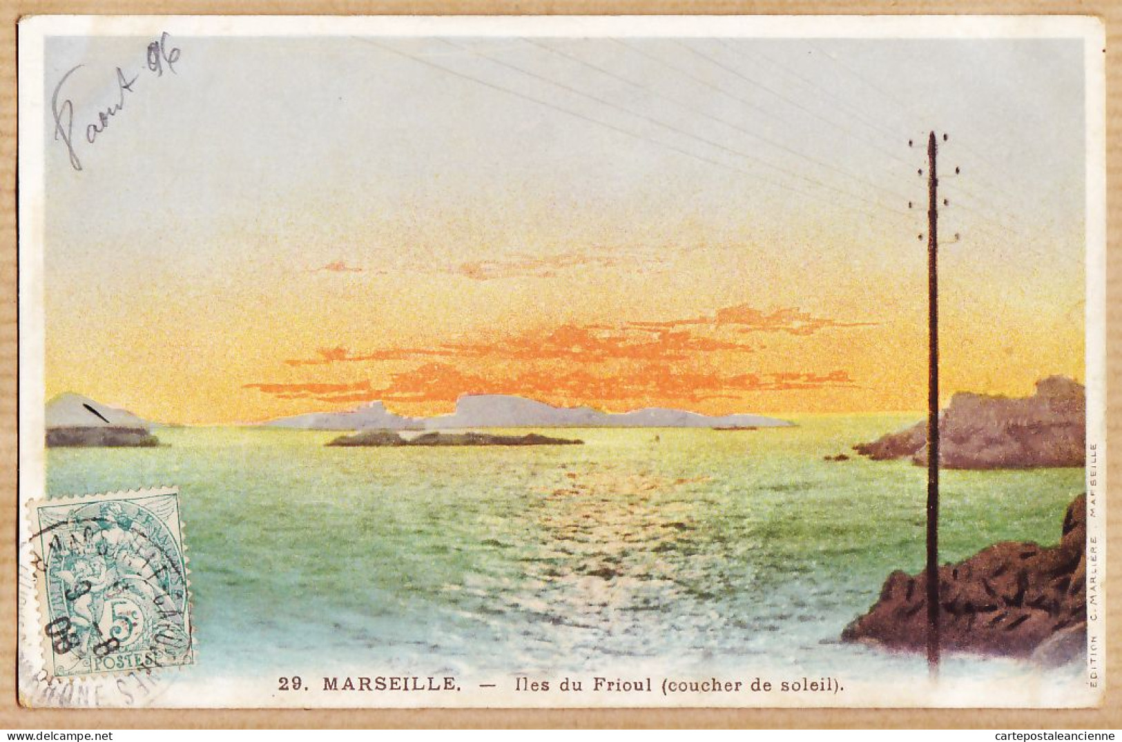 35125 / MARSEILLE TLes îles Du FRIOUL Coucher De Soleil 1906 à Paul RIPAUX Montargis-MARLIERE 29 - Kasteel Van If, Eilanden…