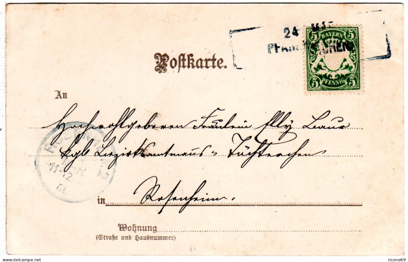 Bayern 1901, L2-Aushilfstpl. PFARRKIRCHEN Auf Karte M. 5 Pf. - Lettres & Documents
