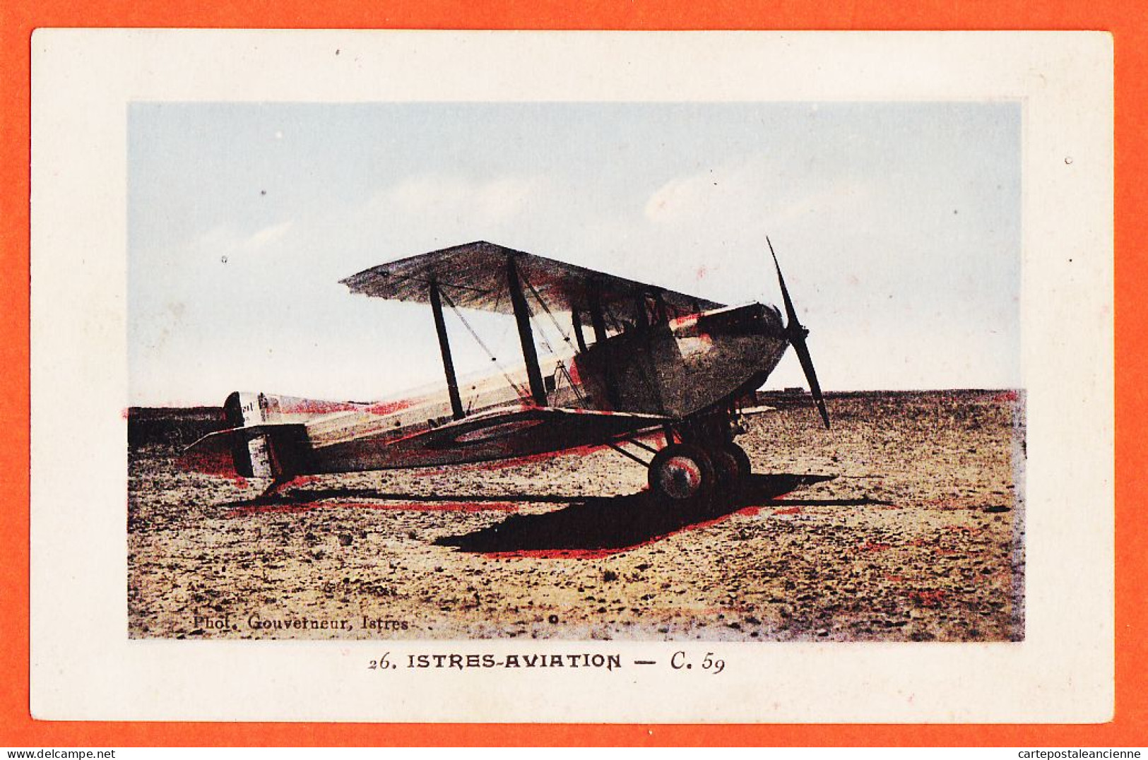 35165 / Lisez! Mécanicien Garage  ISTRES-AVIATION (13) Avion Biplan CAUDRON C.59 Colorisé 1920s Photo GOUVERNEUR 26  - Istres