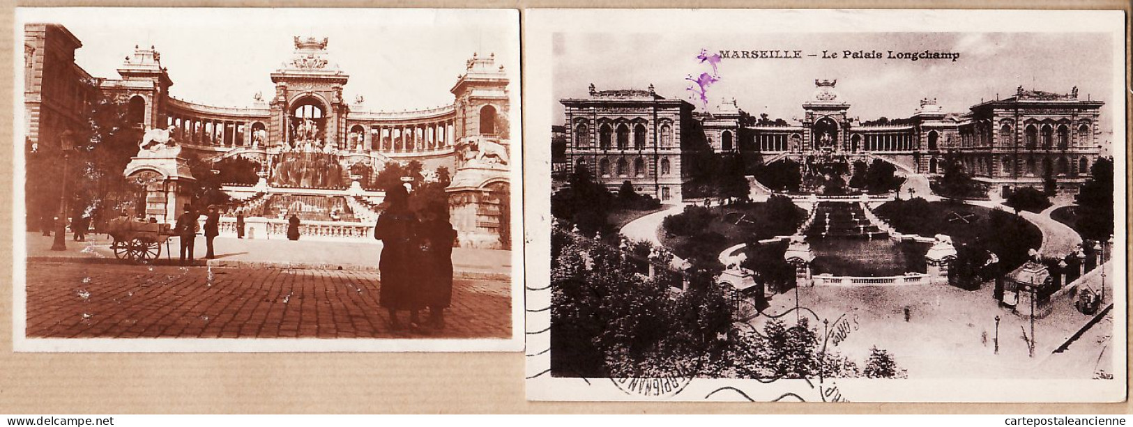 35061 / MARSEILLE Palais LONGCHAMPS 1 Photo 1900s Charette Bras Marchand Trottoir + 1 CPA Vespasienne à GUIRAUD Mazamet - Monuments
