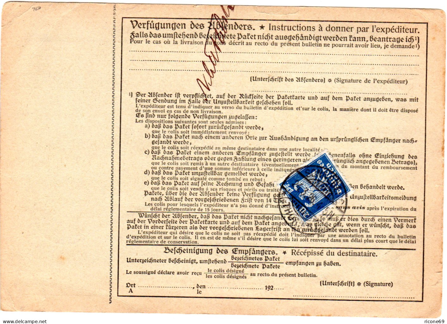 DR 1926, 4x50+3x20 Pf. Vs.+rs. Auf Paketkarte V. SONNEBERG N. Norwegen - Briefe U. Dokumente