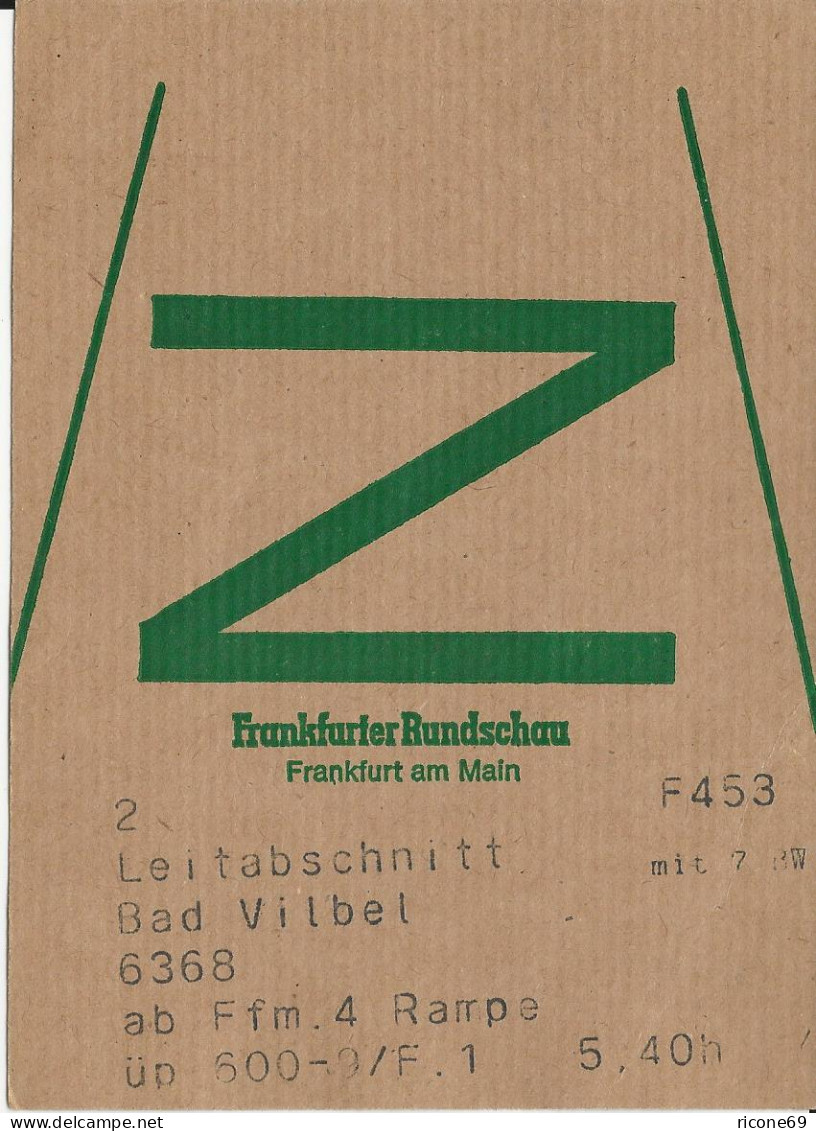 Frankfurt, Zeitung Brief Bund Fahne F. Frankf. Rundschau N. Bad Vilbel  - Lettres & Documents