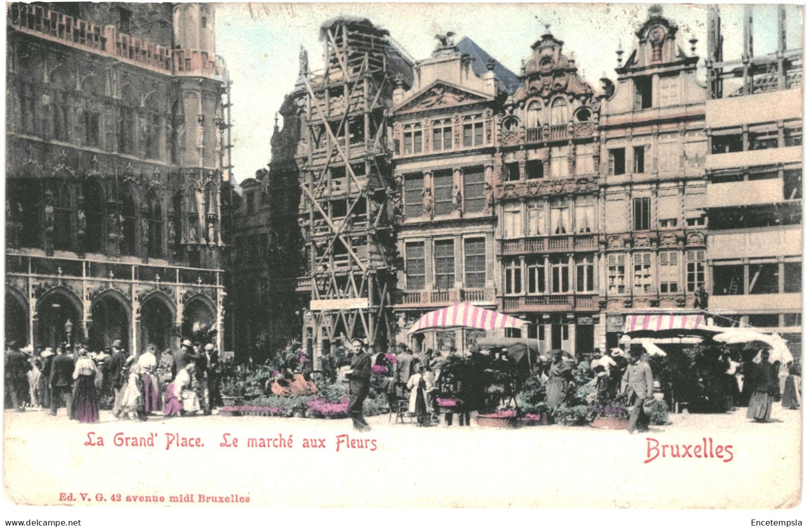 CPA Carte Postale Belgique Bruxelles Grand Place Marché Aux Fleurs 1904 VM80331 - Plazas