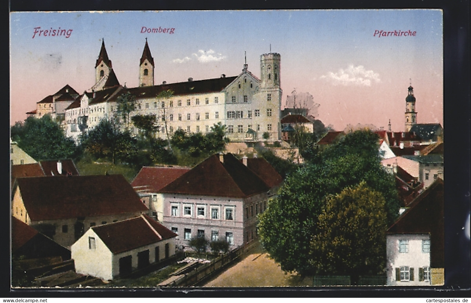 AK Freising, Panorama Mit Domberg, Lehrerbildungsanstalt Und Pfarrkirche  - Freising