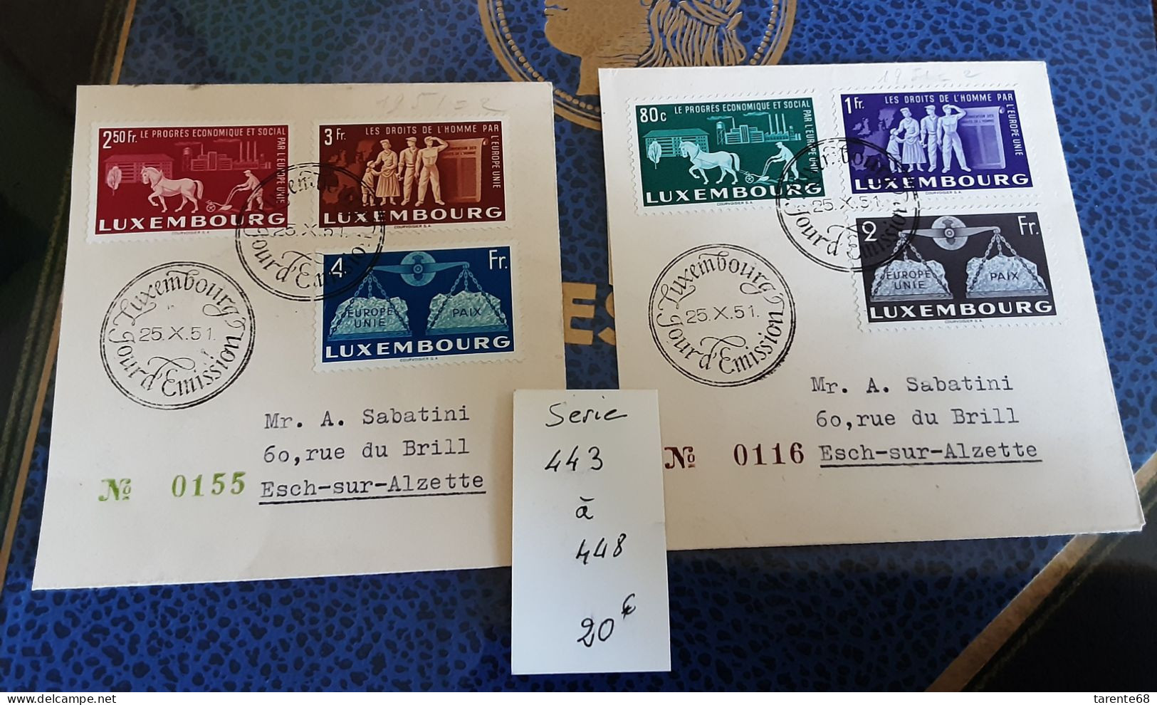 1951 Luxembourg Série 443 à 448 Sur 2 Doc - Andere & Zonder Classificatie