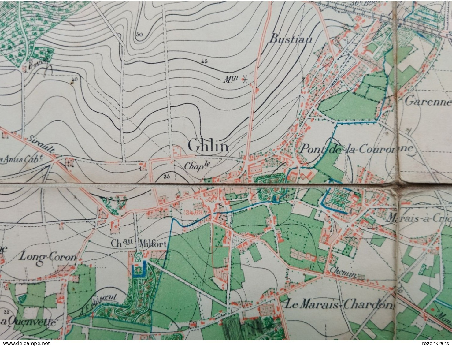 Carte Topographique Toilée Militaire STAFKAART 1870 JURBISE Erbaut Maisieres Nimy Ghlin Verrerie Masnuy St Jean Pierre - Topographical Maps