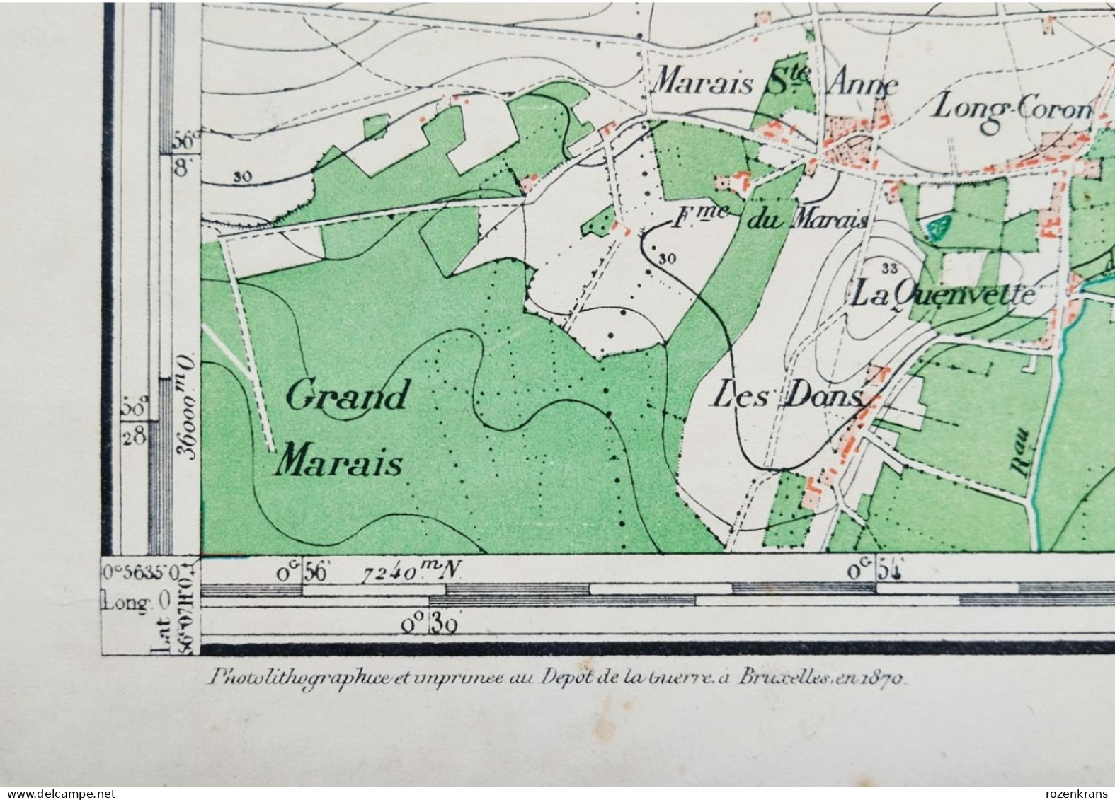Carte topographique toilée militaire STAFKAART 1870 JURBISE Erbaut Maisieres Nimy Ghlin Verrerie Masnuy St Jean Pierre