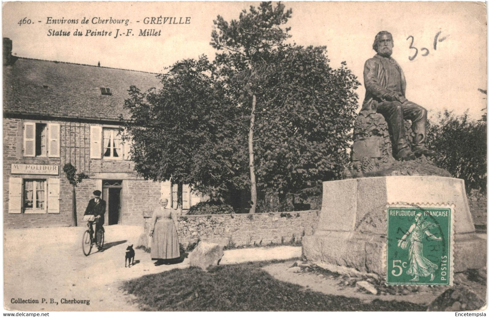CPA Carte Postale France Gréville Statue De J. F. Millet  1912 VM80333 - Cherbourg