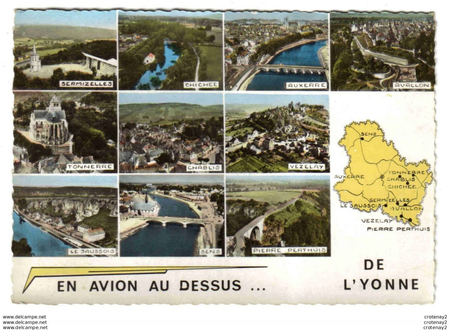 89 En Avion Au Dessus De L'Yonne Carte Du Département Multivues Chichée Sermizelles Chablis Tonnerre ...VOIR DOS - Tonnerre