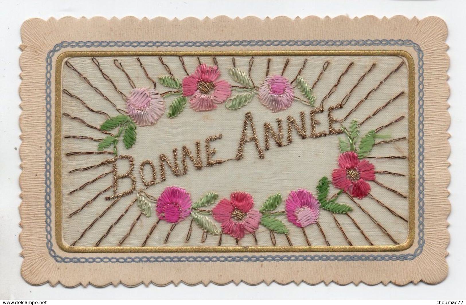 Fantaisie Brodée 083, Bonne Année, Fleurs - Embroidered