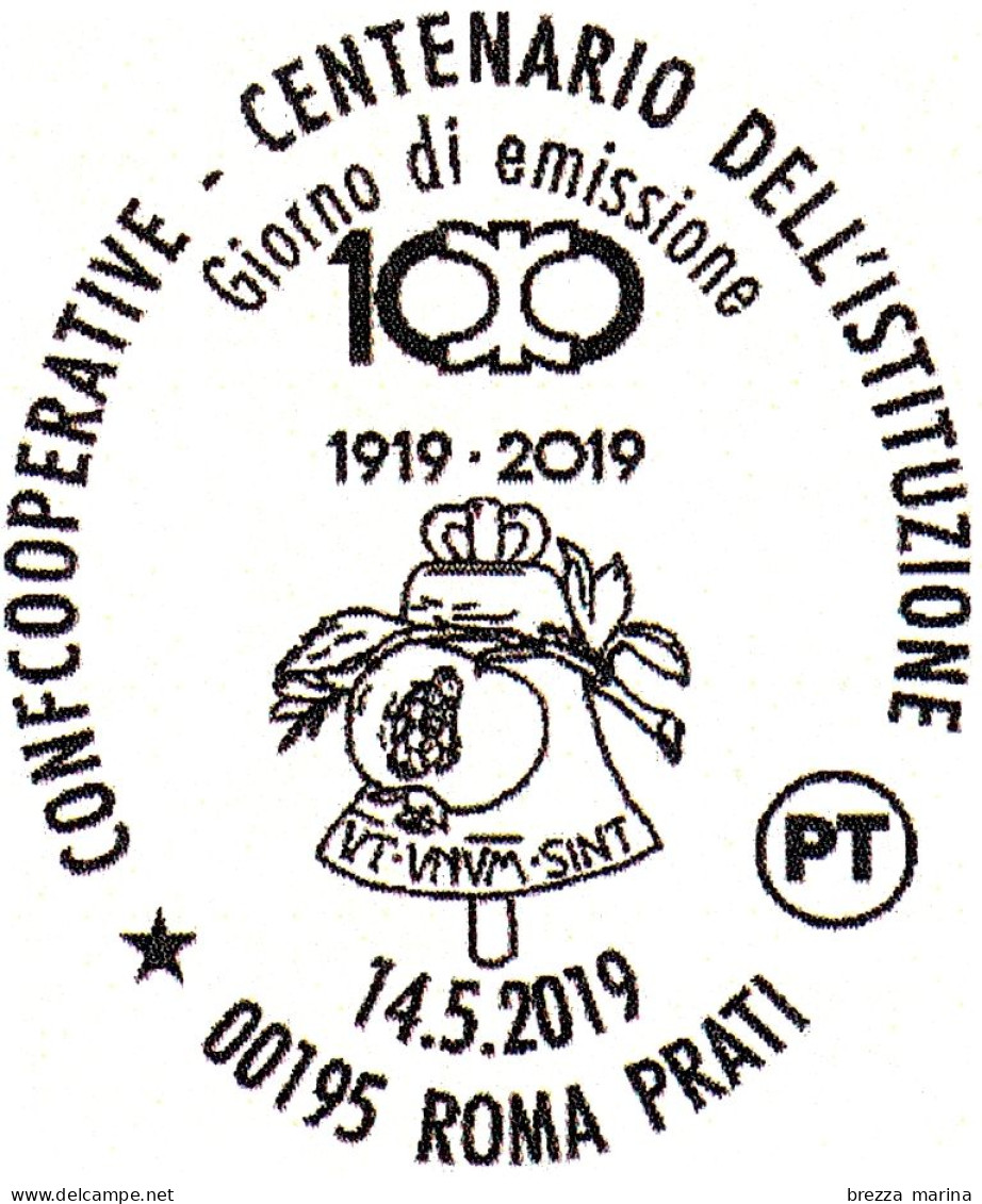 ITALIA - Usato - 2019 - 100 Anni Di Confcooperative - Confederazione Cooperative Italiane – Stemma - B - 2011-20: Oblitérés