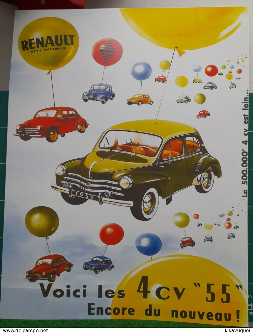 RENAULT 4CV BALLONS - AFFICHE POSTER - Coches