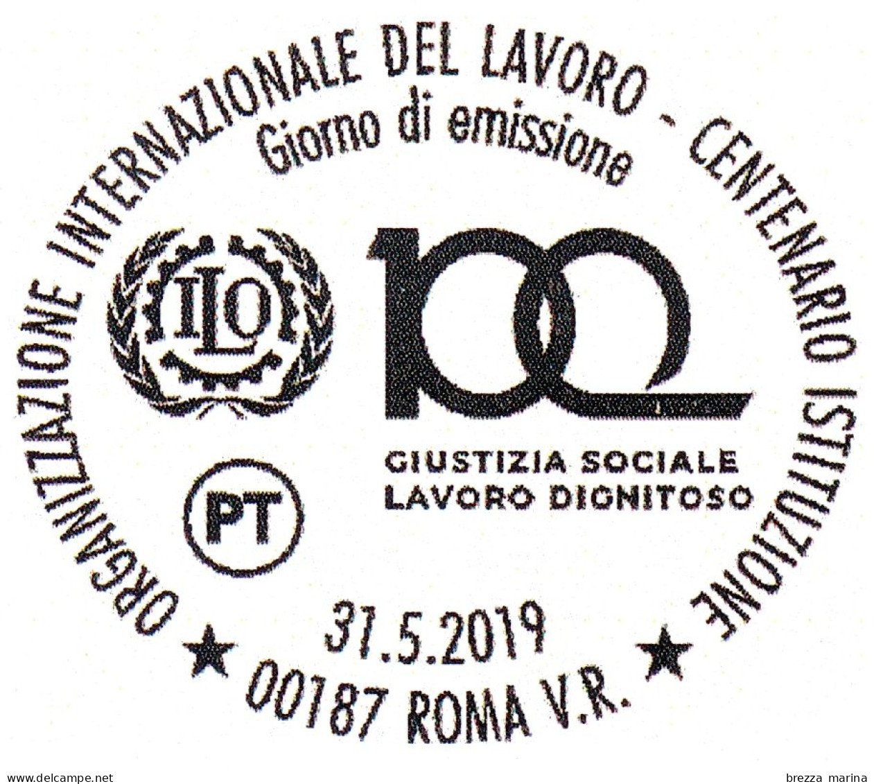 ITALIA - Usato - 2019 - 100 Anni Dell’Organizzazione Internazionale Del Lavoro – OIL - Minatore - B - 2011-20: Afgestempeld