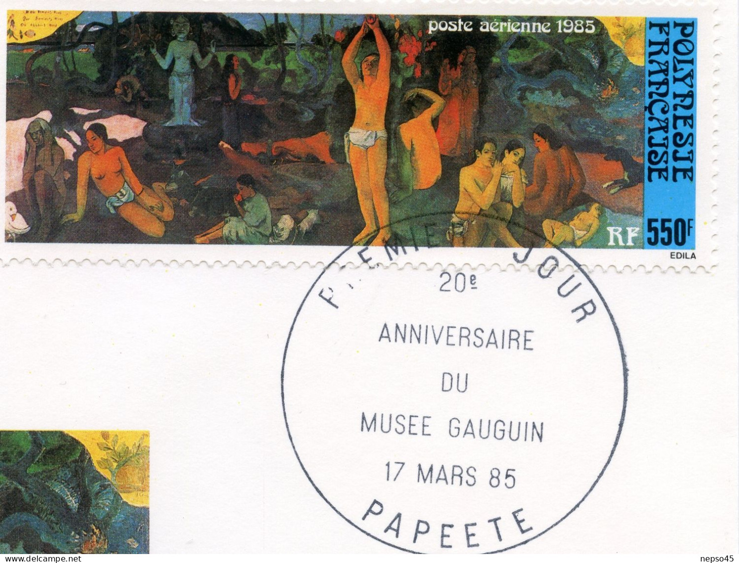 Enveloppe Timbres Premier Jour D'émission.Polynésie.Papeete 17 Mars 85.Polynésie Française Anniversaire Du Musée Gauguin - Autres & Non Classés