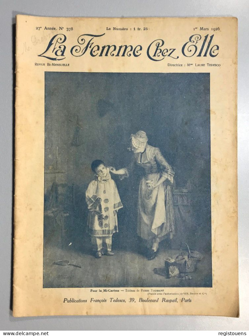 La Femme Chez Elle N°378 01/03/1926 Mode Femme Enfant Broderie Dentelle Tricot - 1900 - 1949