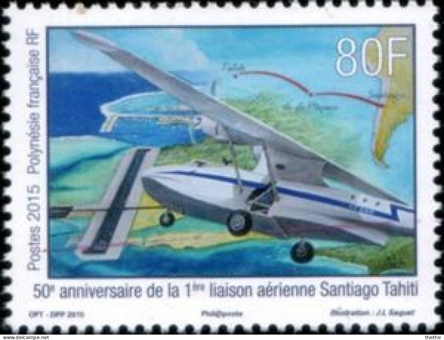 POLYNESIE FRANCAISE -  50e Anniversaire De La Première Liaison Aérienne Tahiti-Santiago - Unused Stamps