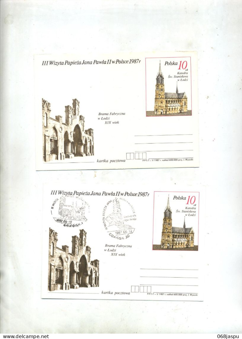 Carte 10 Lodzi Visite Pape Neuf Cachet Gdansk - Enteros Postales
