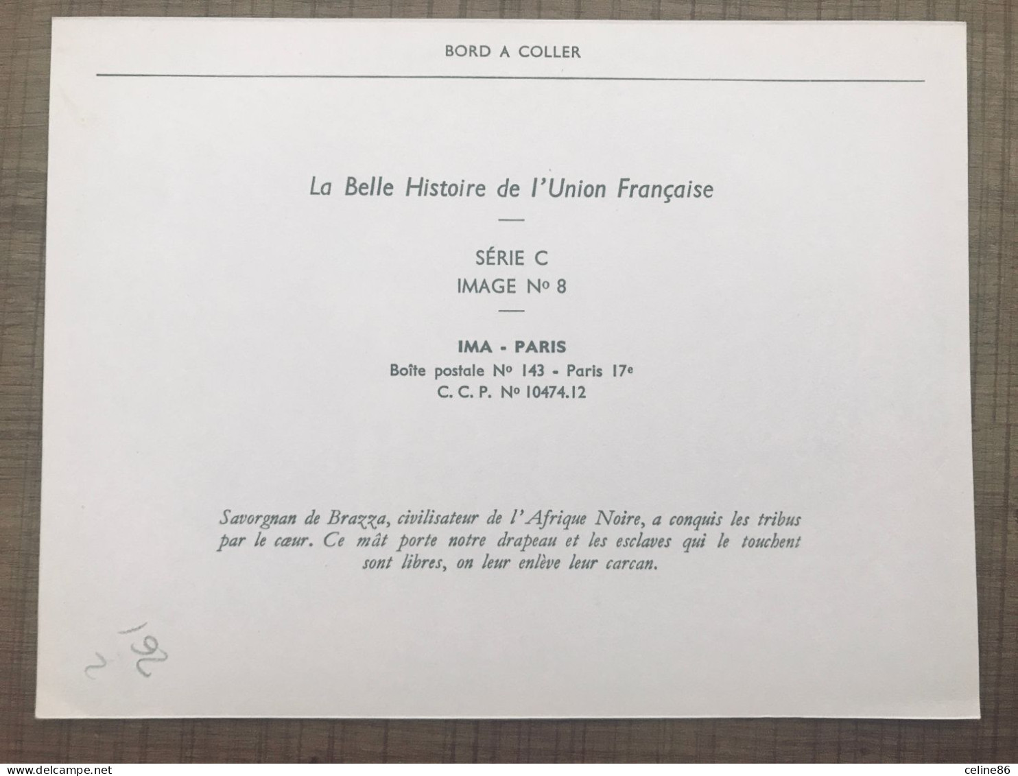 La Belle Histoire De L'union Française SERIE C IMAGE N°8 - Other & Unclassified