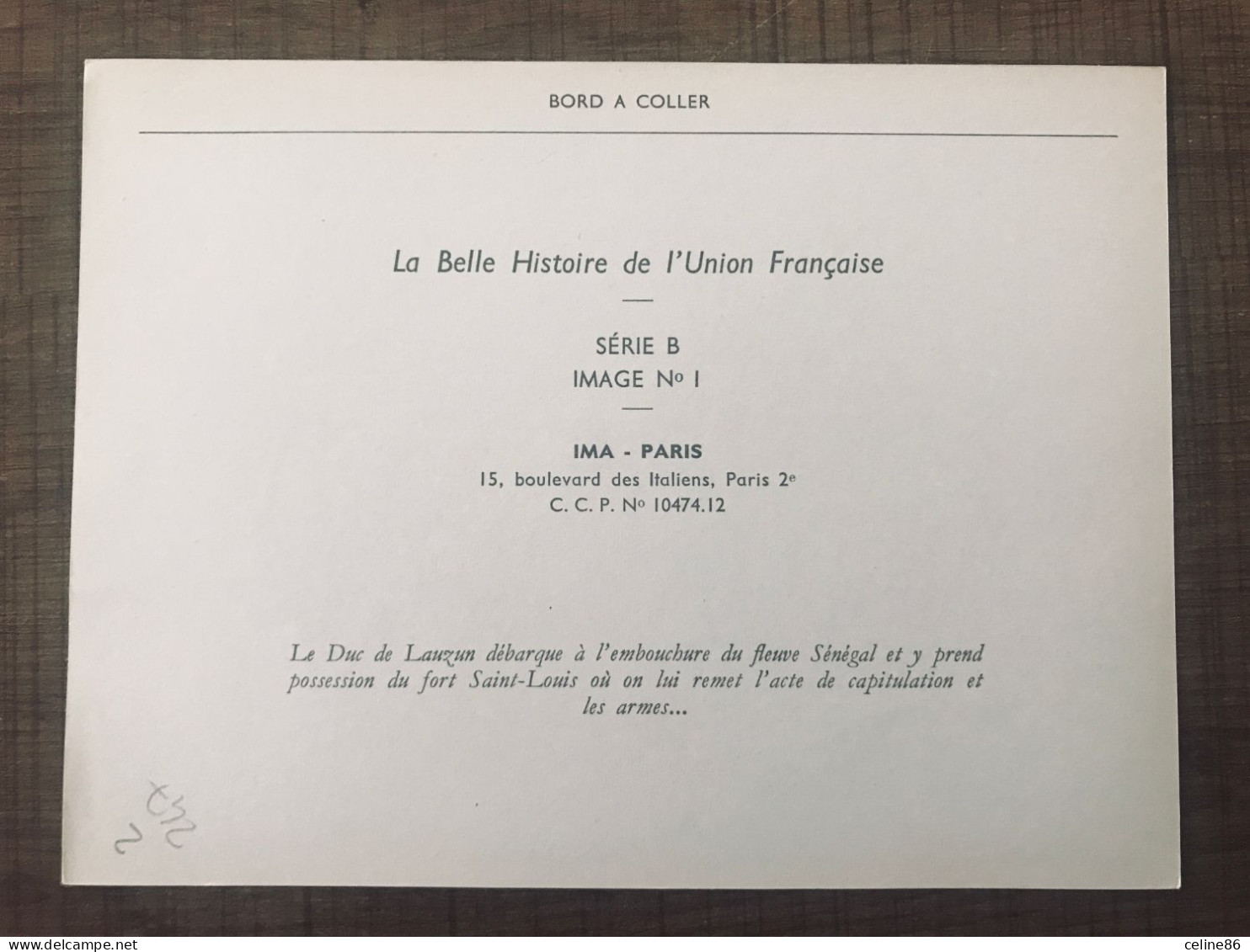 La Belle Histoire De L'union Française SERIE B IMAGE N°1 - Sonstige & Ohne Zuordnung