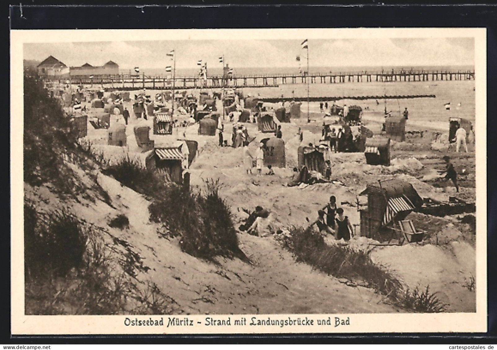 AK Müritz /Ostsee, Strand Mit Landungsbrücke Und Bad  - Other & Unclassified