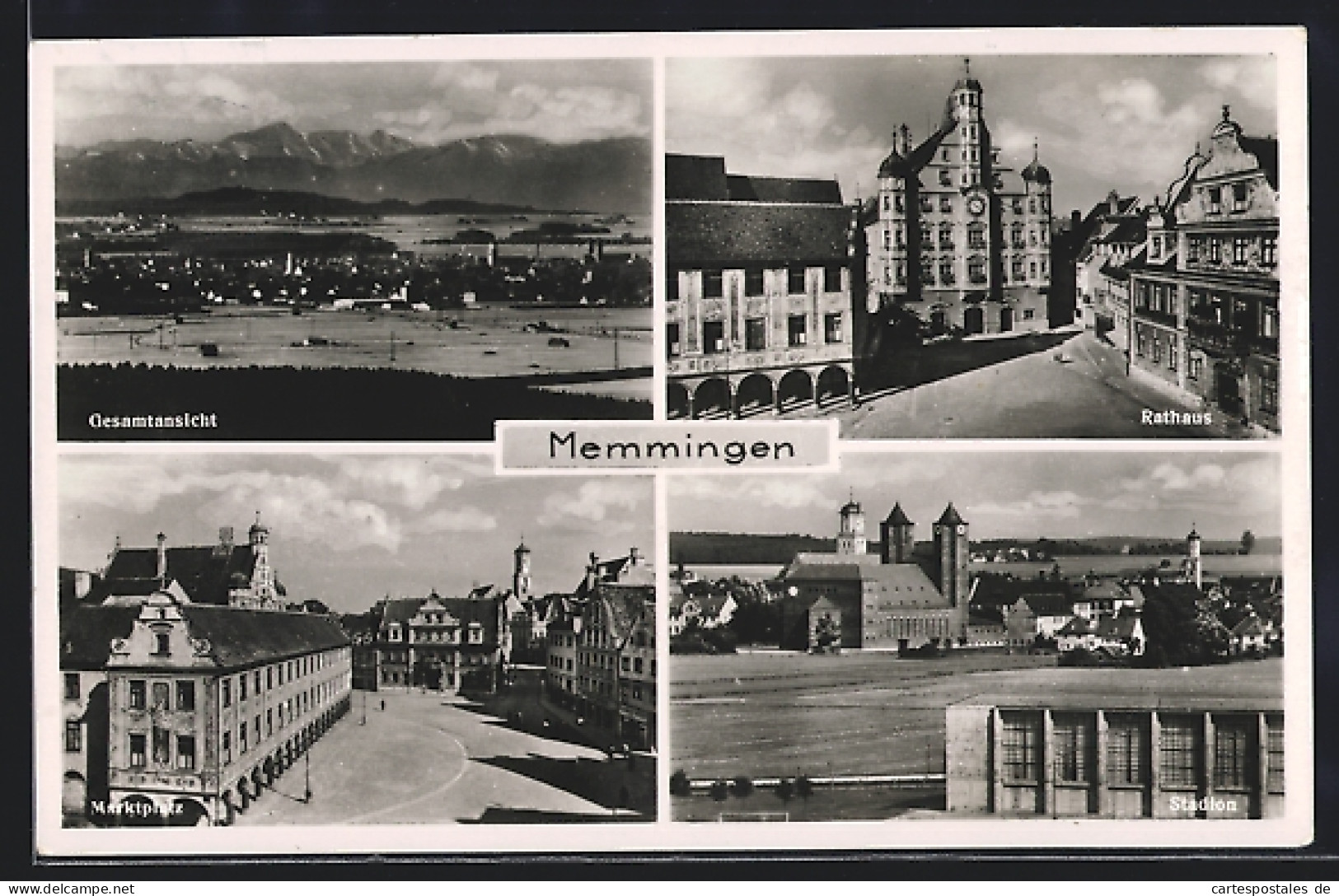 AK Memmingen, Rathaus, Marktplatz U. Stadion  - Memmingen