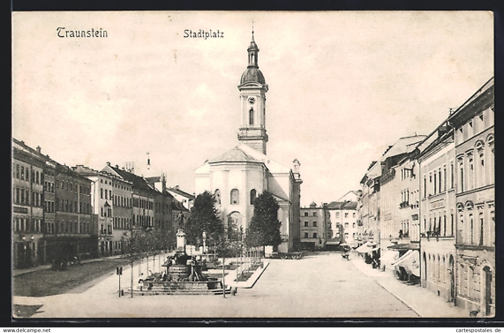 AK Traunstein, Stadtplatz, Kirche, Denkmal  - Traunstein